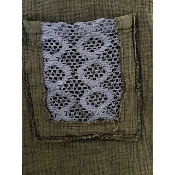 POL Anthropologie Gauzy Lace Button Up Shirt Shacket Boho Oversized Size Medium - Picture 8 of 8